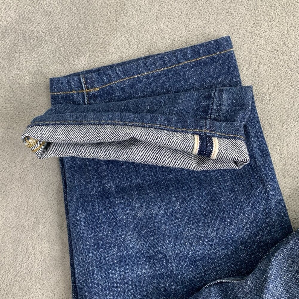 Taylor Stitch Jeans Mens 26x23” Democratic Selvedge Red Line Blue Wash Denim - Picture 3 of 16